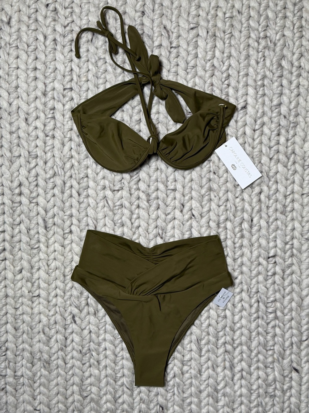 CAROLINE CONSTAS- Dark Olive Green Two-Piece Bikini Set
